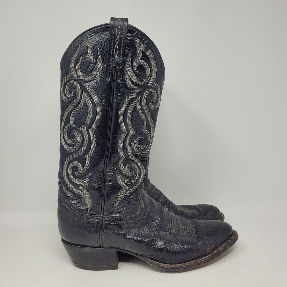 Tony Lama Boots Mens 8.5D Black Leather Western Cowboy Rodeo 8410 - Picture 2 of 11